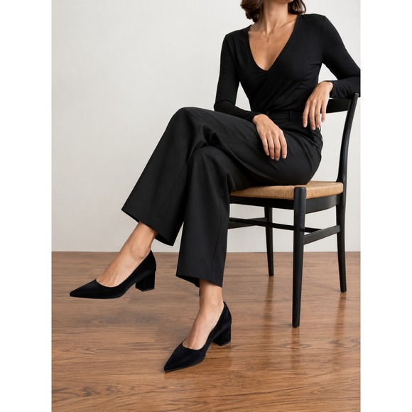 Prada Shoes - Prada Block Heel Pumps 38.5 Black Suede Pointed Toe Made in Italy Luxury Classic